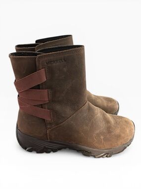 Merrell Brown Leather Coldpack Ice+ Stretch Polar Waterproof Boots Size 7